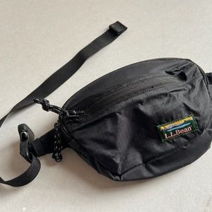 L.L. Bean Stowaway Vintage Hip Pack Fanny Pack Waist Bag 90s Black Nylon